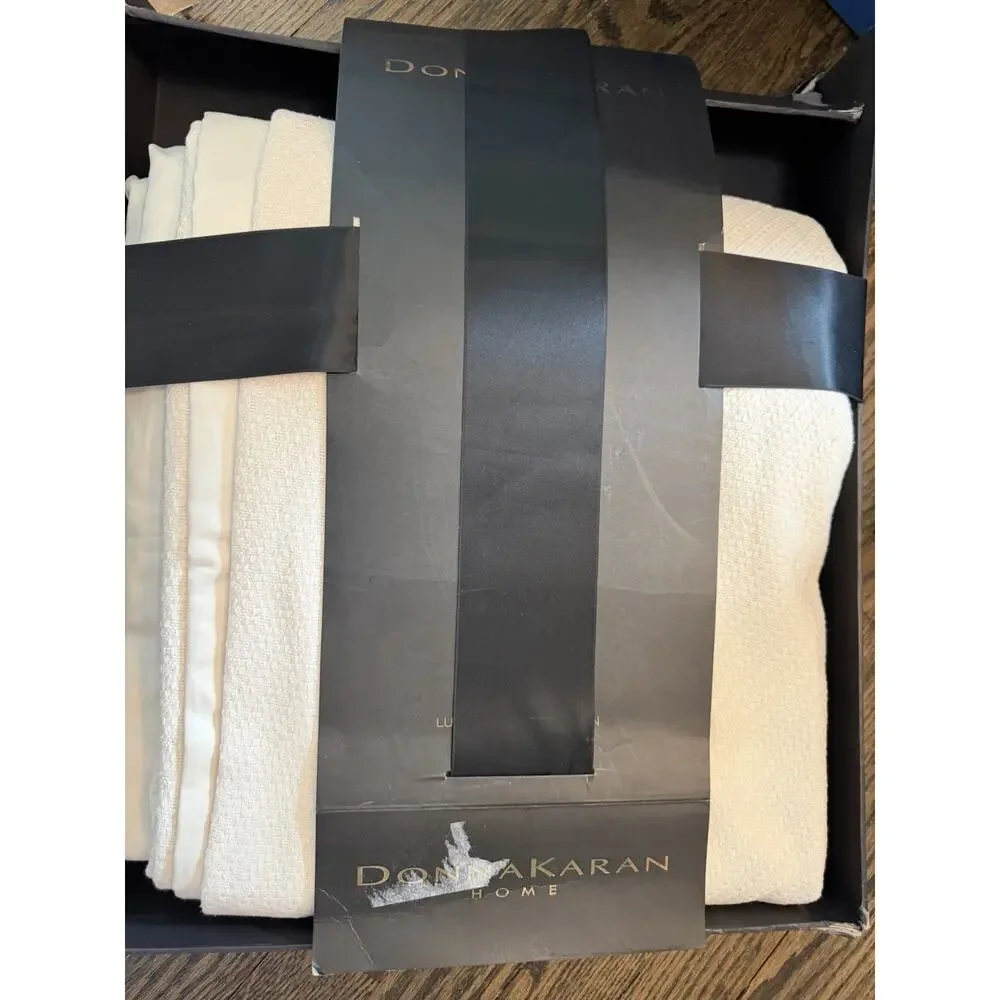 Donna Karan LUXE Egyptian Cotton Blanket Full/queen Ivory New MSRP $430